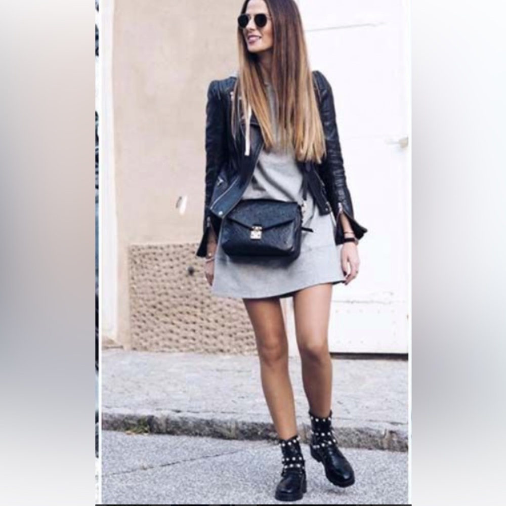 Zara Black Leather Boots with Crystals Size 36